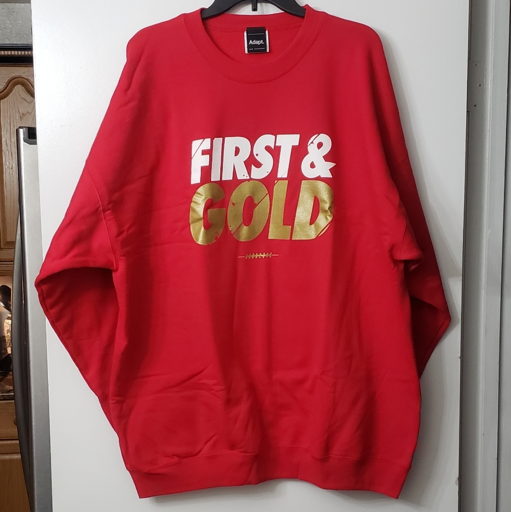 Adapt Clothing "First & Gold" Men's Red/Gold Crewneck Sweatshirt Size 2XL NWT
